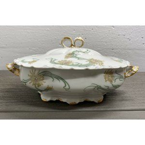 Vtg Haviland Limoges France Oval Covered Vegetable Bowl Schleiger 492g Fuji Mum